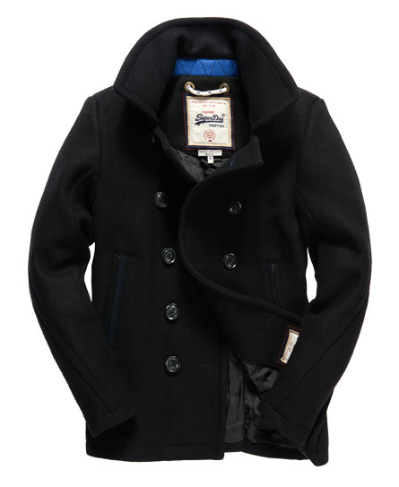 black Superdry Premium Pea Coat