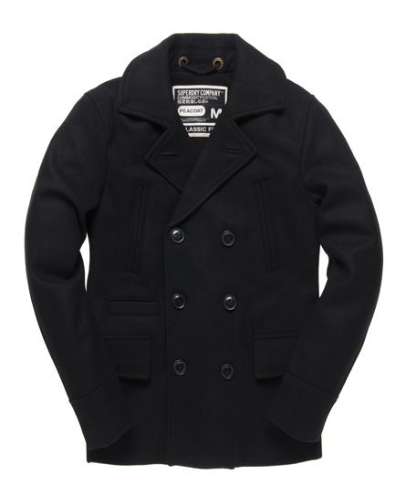 black Superdry Commodity Pea Coat