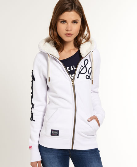 Womens - Deckhand Zip Hoodie in Winter White | Superdry