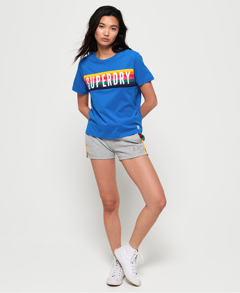 Superdry Damen T-Shirt Mit Regenbogen-Motiv