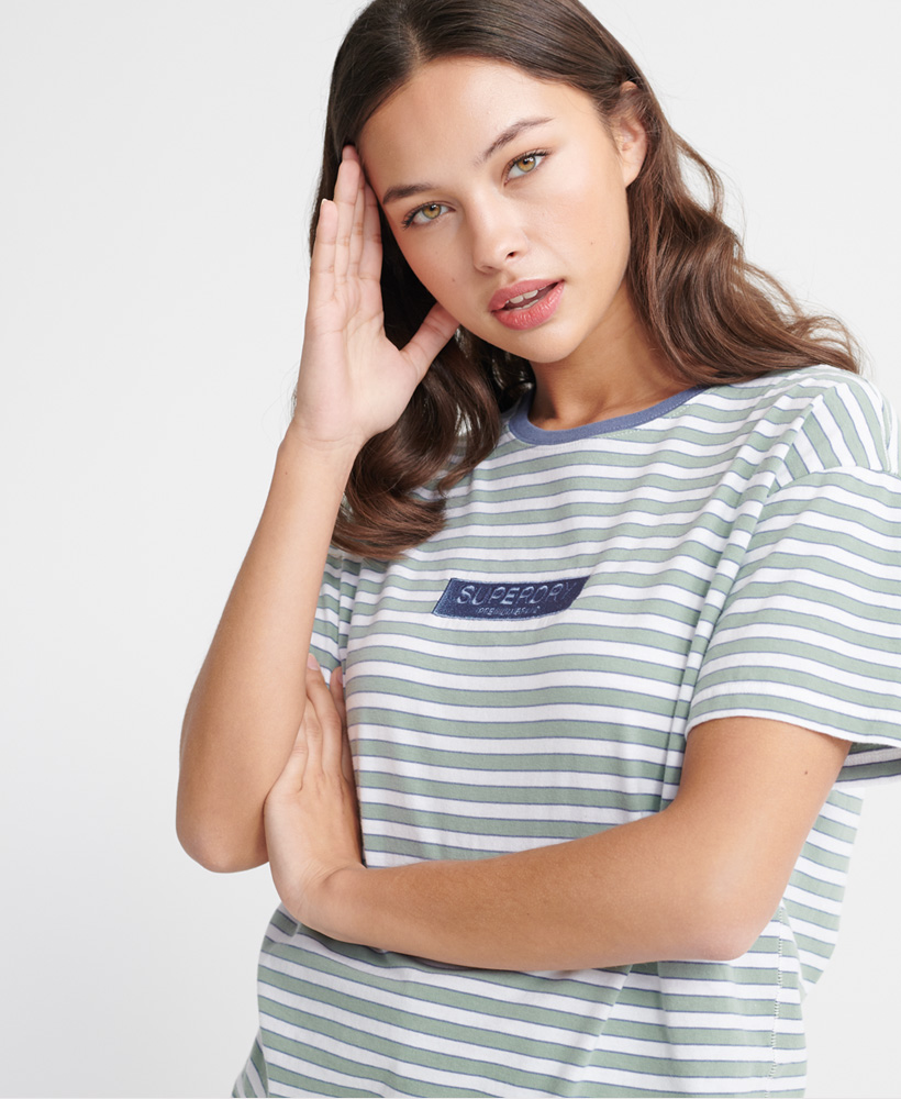 Superdry Damen Portland T-Shirt Mit Streifen Aus Bio-Baumwolle