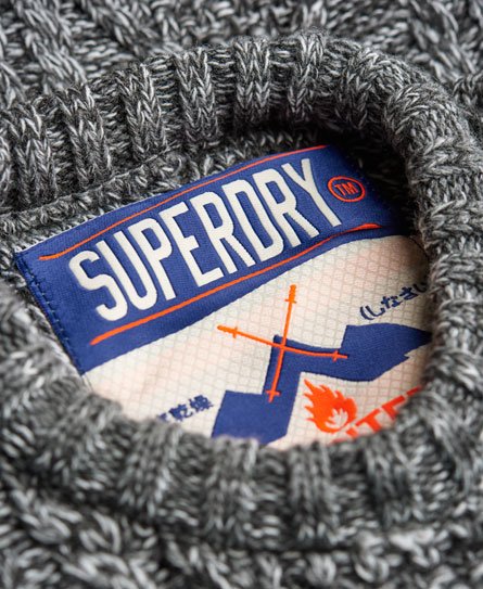 Mens - Black Blizzard Crew Jumper in Grey Twist | Superdry