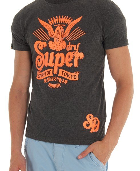 Mens - Spirit T-shirt in Charcoal Marl | Superdry