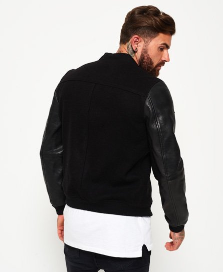 Varsity wool clearance leather bomber jacket