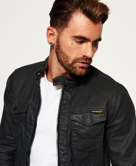 Superdry denim biker on sale jacket trench green