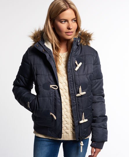 Womens Marl Toggle Puffer Jacket in Navy Marl Superdry UK