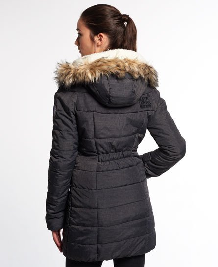 Womens - Marl Bigfoot Coat in Black Marl | Superdry