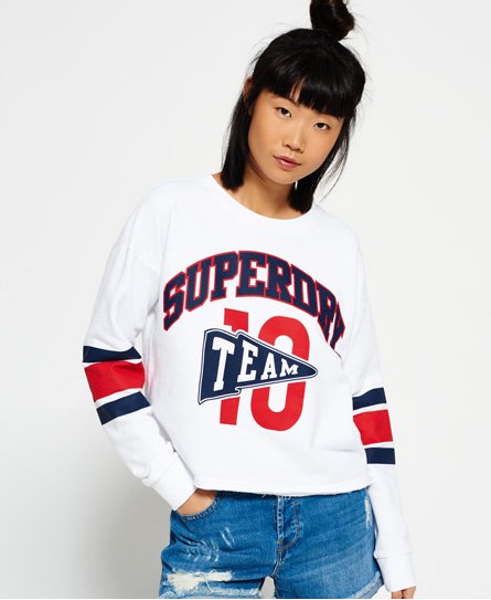 Superdry Semester Cropped-collegegenser med rund hals Semester Cropped-collegegenser med rund hals