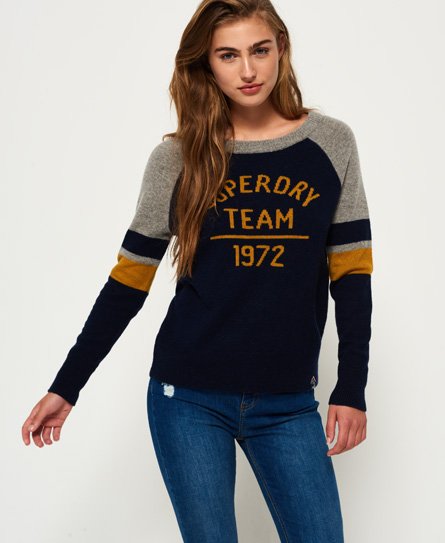 Superdry - Pull en maille Varsity Logo - Maille pour Femme