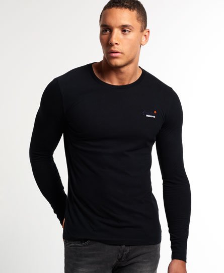 Mens - Vintage Embroidery Long Sleeve T-shirt in Black | Superdry