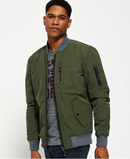 Men's - Wax Flight Bomber Jacket in Khaki | Superdry UK