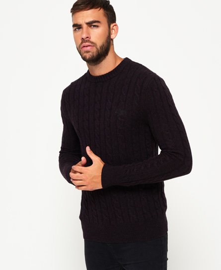 New Mens Superdry Harlo Cable Crew Jumper Seaweed