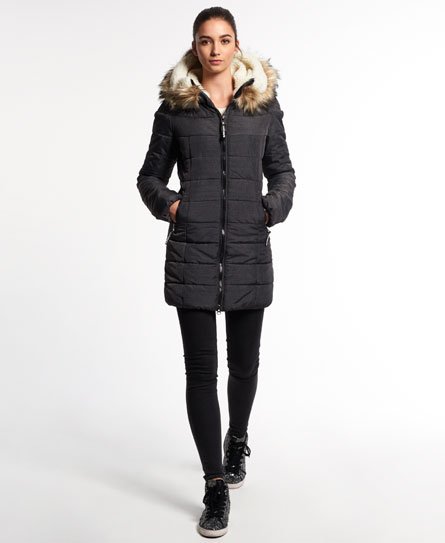 Womens - Marl Bigfoot Coat in Black Marl | Superdry