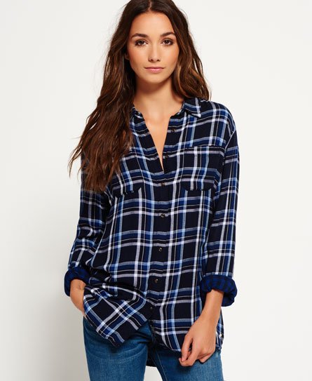 Superdry Double Cloth Checked Shirt - Womens Last Chance