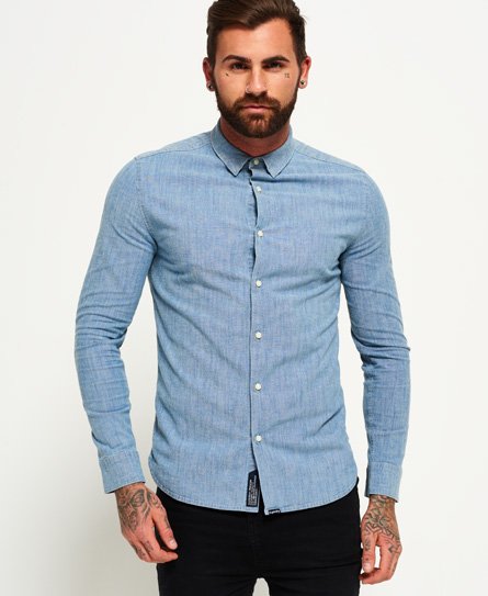 Superdry Tailored Long Sleeve Indigo Slim Shirt Tailored Long Sleeve Indigo Slim Shirt