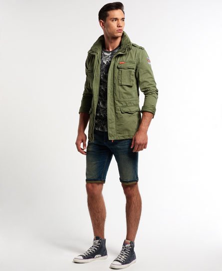 Superdry MENS FASHION JAPAN UK FLAG ARMY GREEN HYBRID LIGHT JACKET