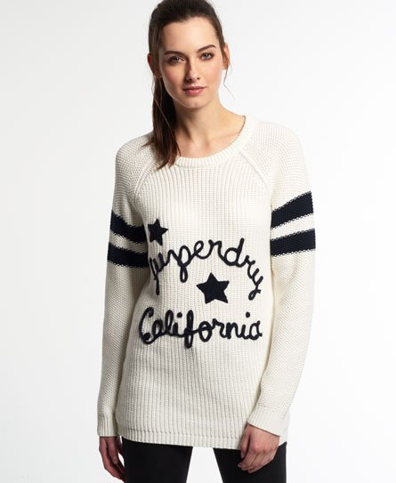Womens - Cali Varsity Tunic Jumper in Off White | Superdry