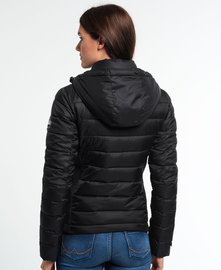 Womens - Hooded Fuji Slim Double Zip Jacket in Black | Superdry