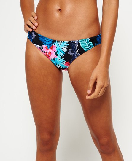 Superdry Ladies Tropic Racer Bikini Bottoms, Black, Blue and Pink, Size: S