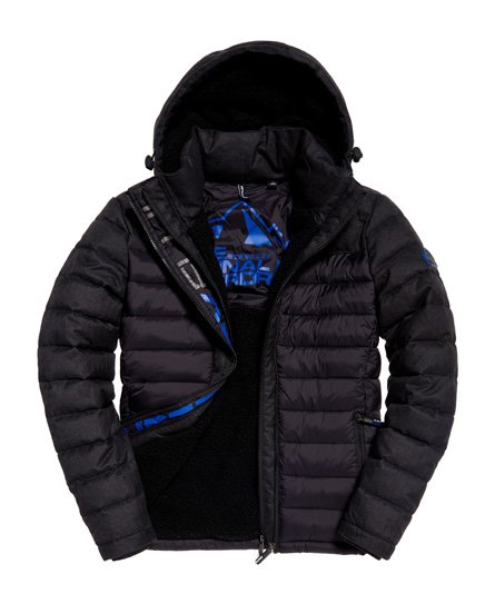 fuji mix double zip hooded jacket