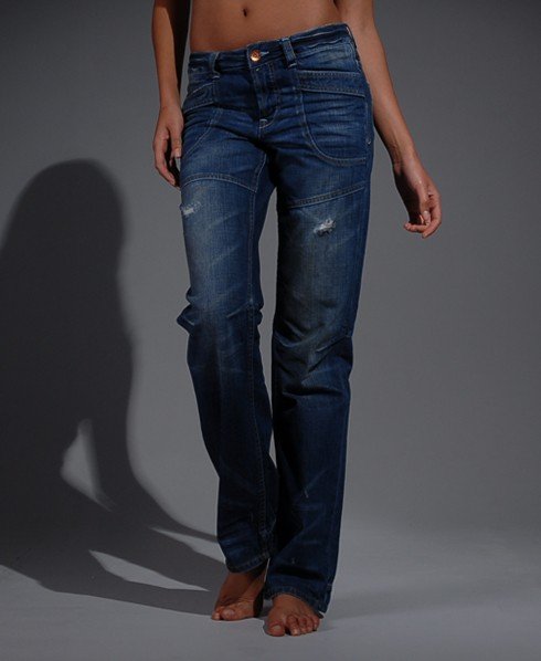 Womens Ranger Boyfriend Denims In Damaged Indigo Superdry