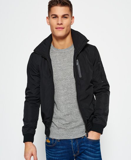 Men's - Moody Night Flight Lite Bomber Jacket in Black | Superdry UK