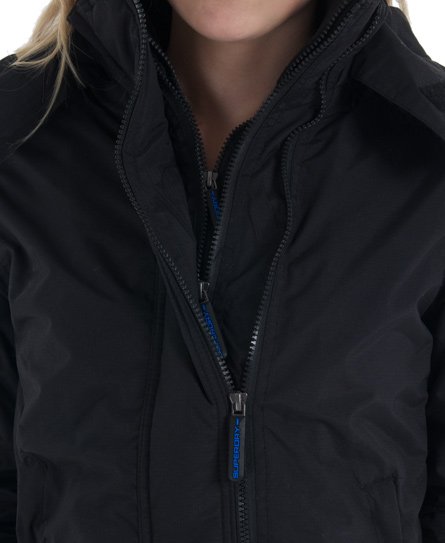 Womens - Hooded Polar Windcheater in Black/electric Blue/electric Blue | Superdry