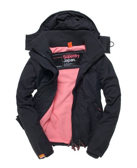 Womens - Hooded Polar Windcheater in Charcoal/pinkade | Superdry
