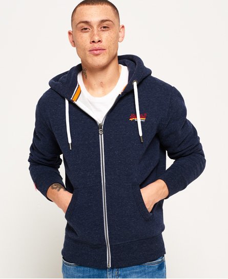 SuperDry mens unisex blue Hoodie the orange label top large