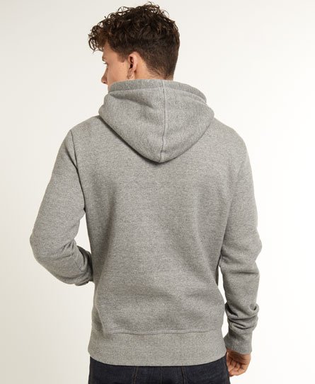 Mens - Vintage Logo Hoodie in Grey Marl True Grit | Superdry