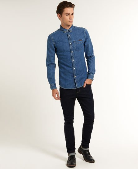 Mens - Nu London Loom Shirt in Classic Blue Wash | Superdry