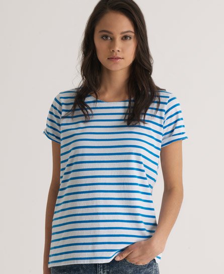 Womens - Slouch Stripe T-shirt in Optic/vibrant Blue | Superdry