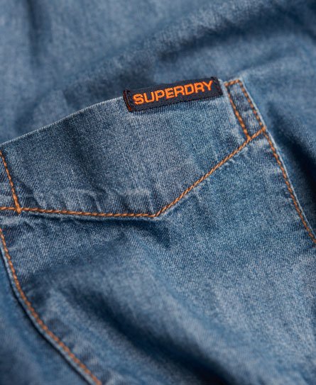 Mens - London Loom Shirt in Classic Blue Wash | Superdry