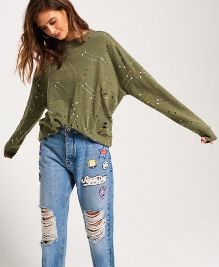 Superdry Edgy Nibbled Crew Sweatshirt Edgy Nibbled Crew Sweatshirt