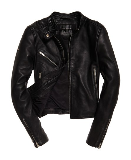 Womens - Malibu Leather Racer Jacket in Black | Superdry
