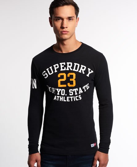 Mens - Trackster Long Sleeve T-shirt in Black | Superdry