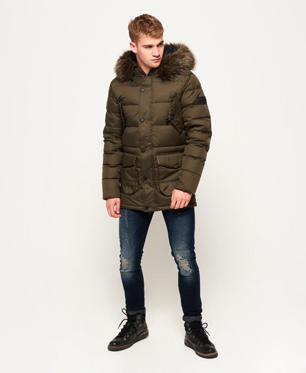 superdry mens longline down chinook parka black