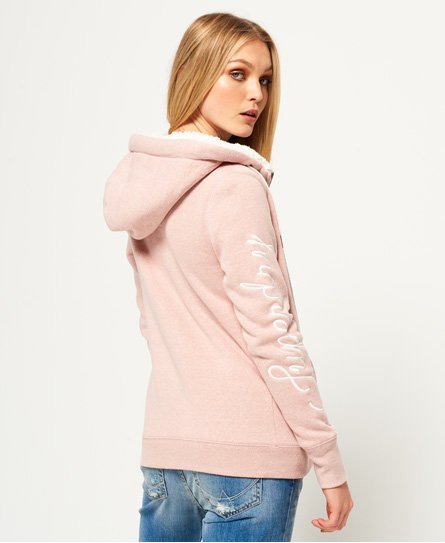 Womens Applique Zip Hoodie in Canyon Pink Superdry UK