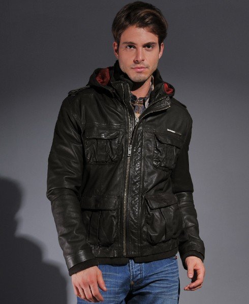 Mens - Club65 Leather jacket in Brown | Superdry