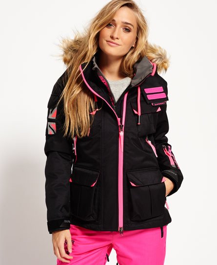 SUPERDRY Women's ULTIMATE SNOW SERVICE Ski Jacket M/ UK12 Cliff Face/Black 