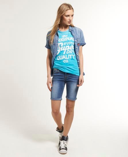 Womens - Skinny Bermuda Shorts in Surf 