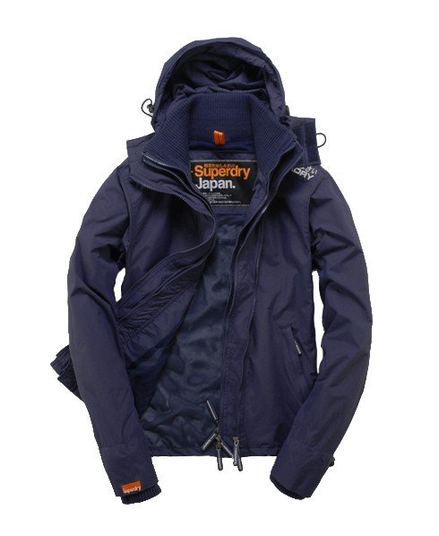 Mens - Hooded Windcheater in Sport Navy/off White | Superdry