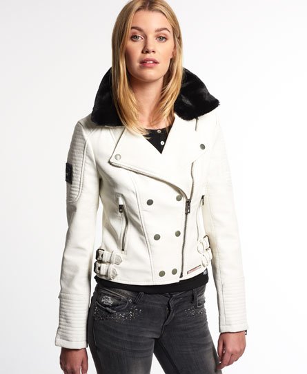 Superdry Renegade MC jakke i imitert skinn Dame Skinn Superdry Shrunken MC jakke i imitert skinn Dame Skinn