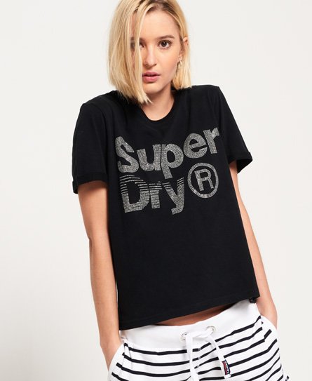 Superdry Rhinestone Boxy T-skjorte Rhinestone Boxy T-skjorte