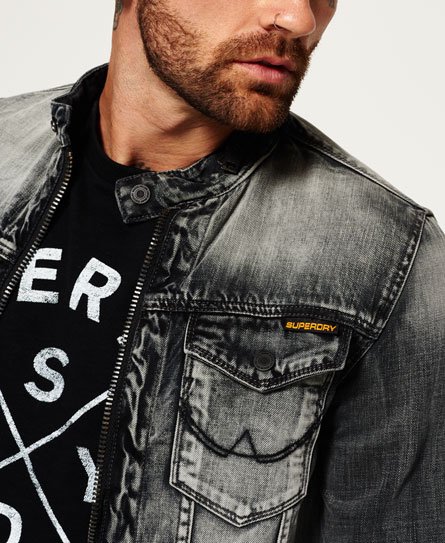 Superdry denim biker on sale jacket