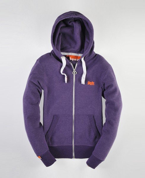 Mens Orange Label Zip Hoodie in Polo Purple Marl Fluro Orange Superdry UK