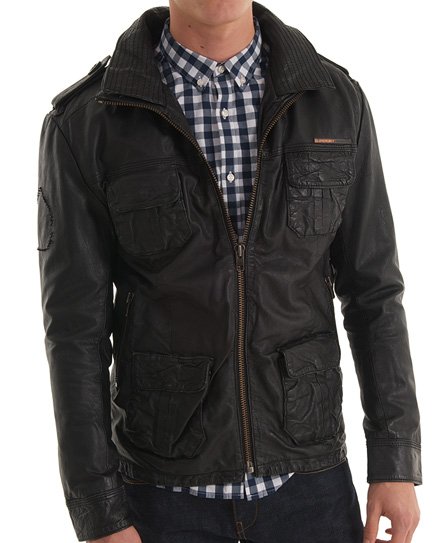Mens - Brad Leather Jacket in Black | Superdry
