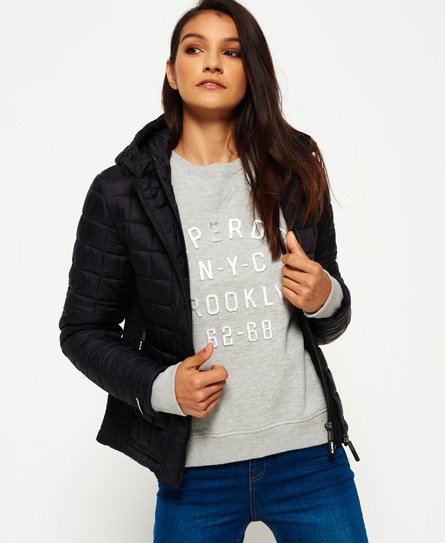 Superdry Vattert Box Fuji-jakke med hette Vattert Box Fuji-jakke med hette