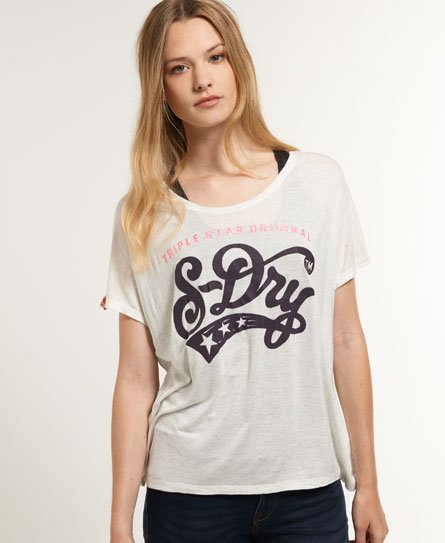 Womens - Triple Star T-shirt in Cream/gold Slub | Superdry