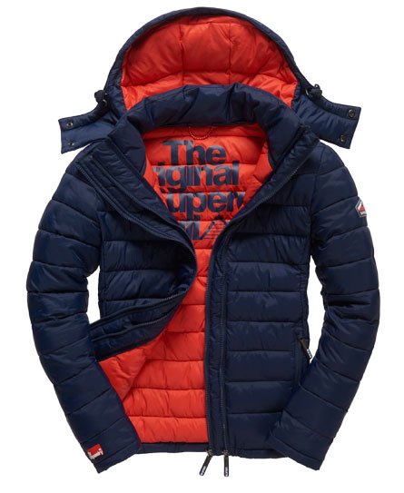 Mens - Fuji Double Zip Jacket in Navy/fire Engine Red | Superdry